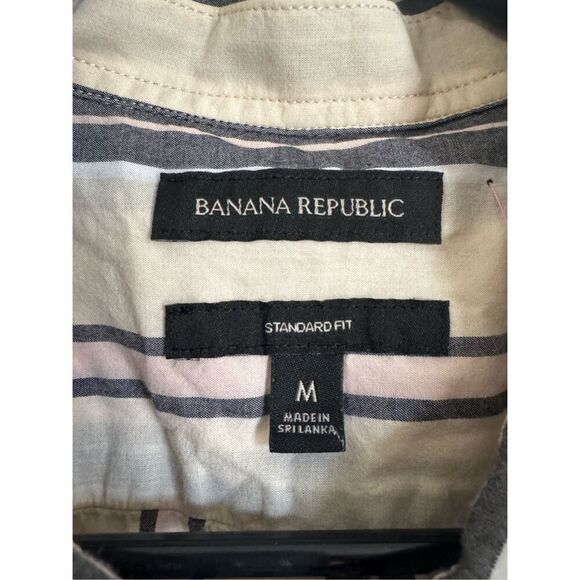 Banana Republic sz M Mens 100% Cotton Striped Standard Fit Collared Button Shirt - Picture 4 of 5